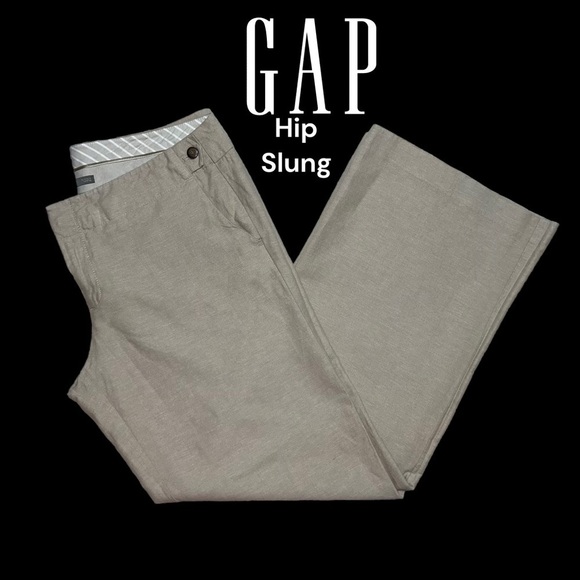 GAP (EUC) Hip Slung, Flared Leg, Cotton & Linen Blend Pants Size 12 - Picture 1 of 9